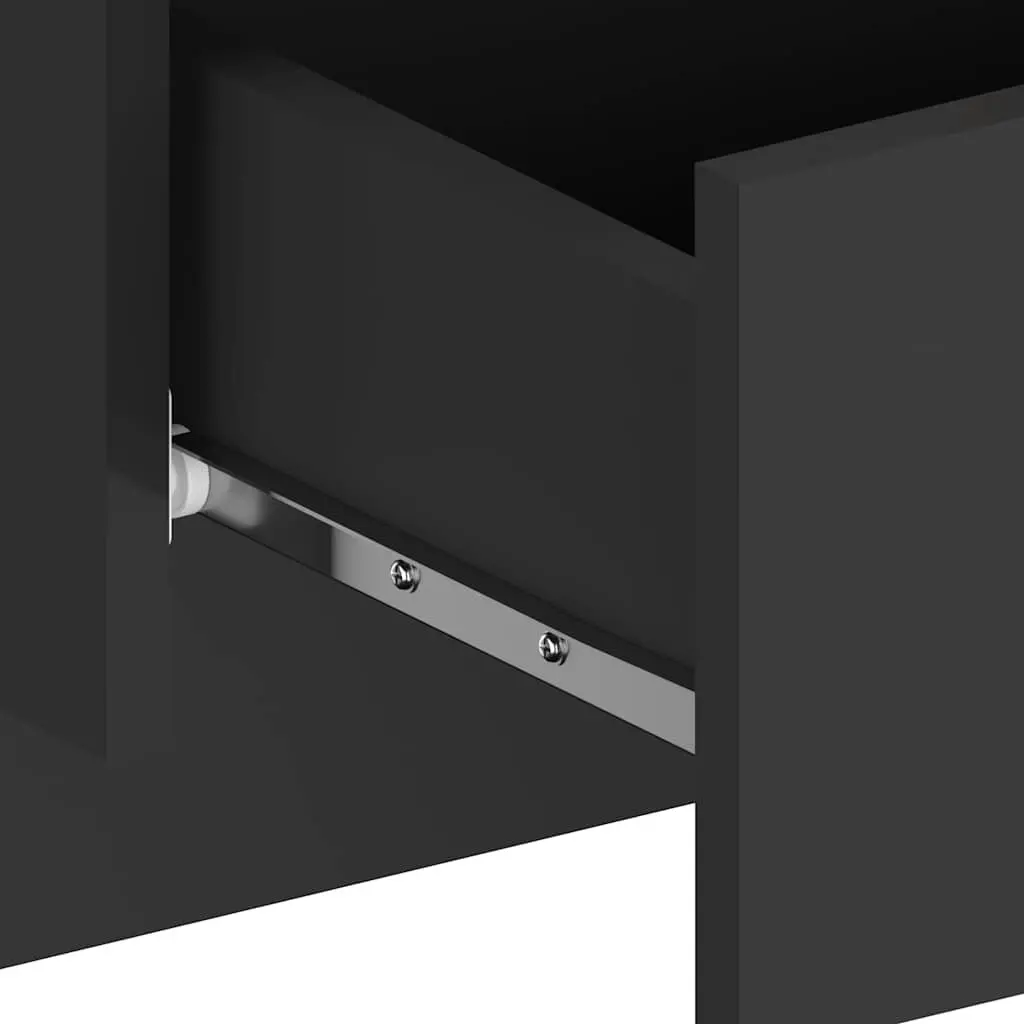 Set of 2 Black Floating Wall-mounted Bedside Cabinets