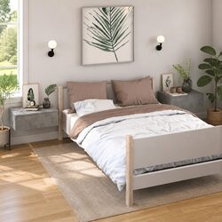 Grey Floating Bedside Cabinets 2 pcs for Space Saving