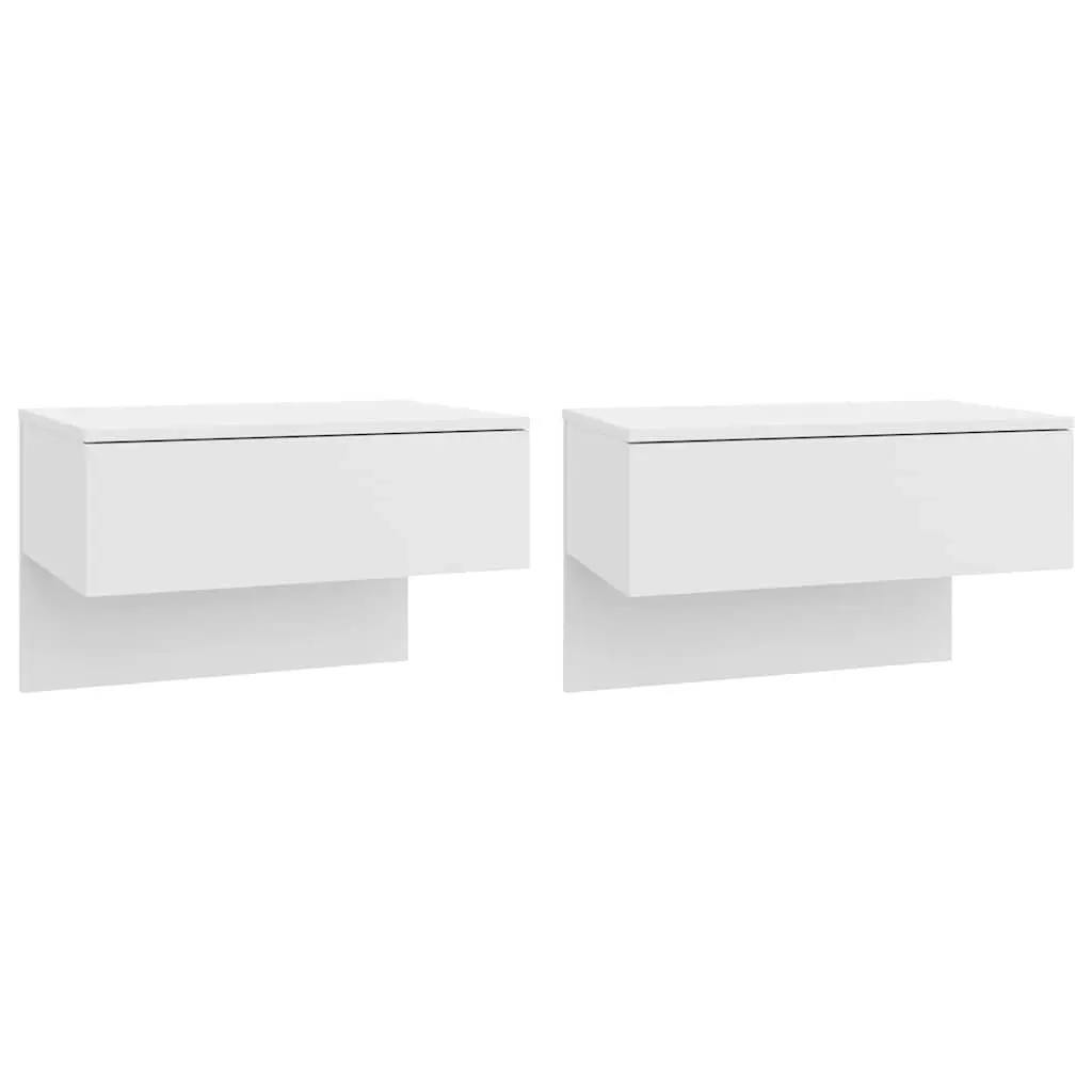 Wall-Mounted Bedside Cabinets 2 pcs High Gloss White Floating Storage Units