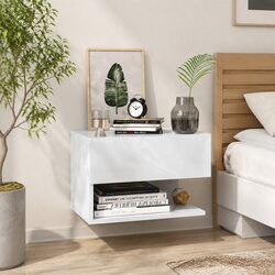 Floating White Bedside Cabinet for Elegant Storage