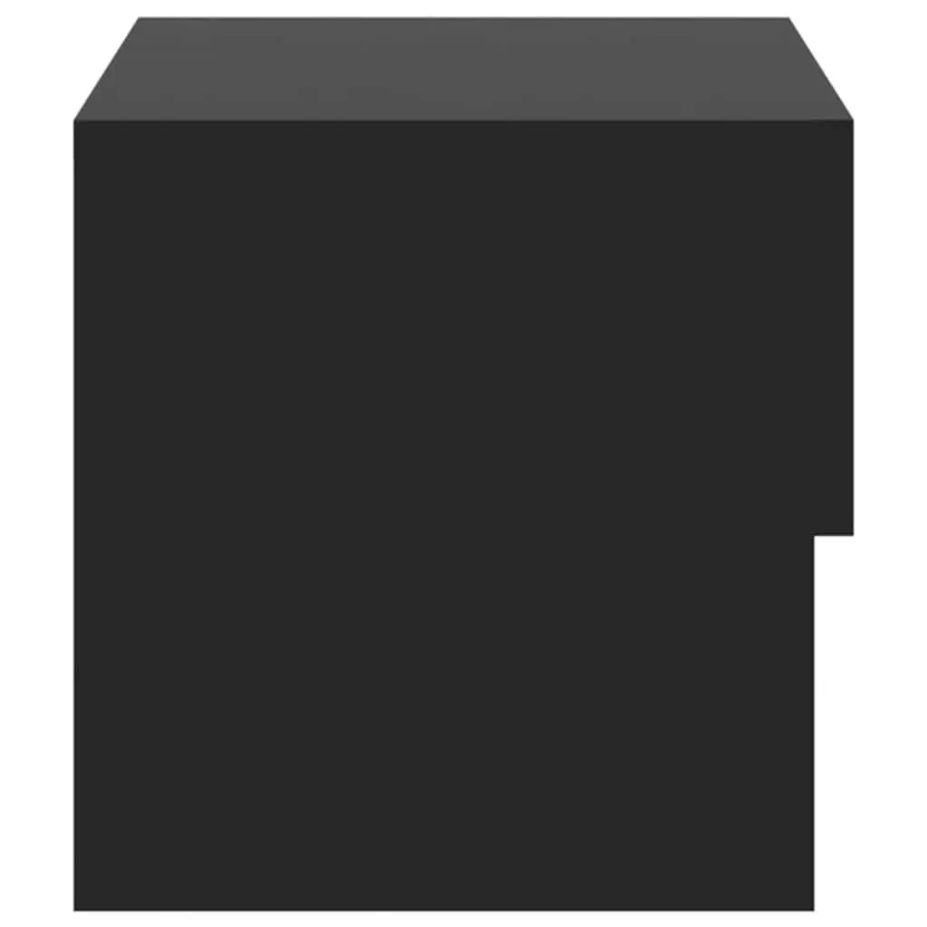Wall-mounted Bedside Cabinet Black Floating Storage Unit Engineered Wood
