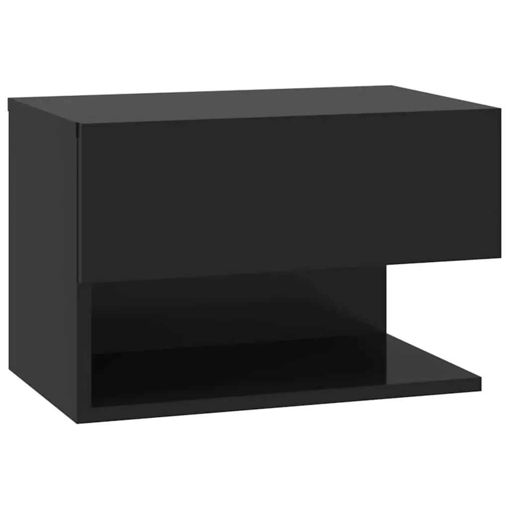 Wall-mounted Bedside Cabinets Black Floating Storage Unit 2 pcs Engineered Wood