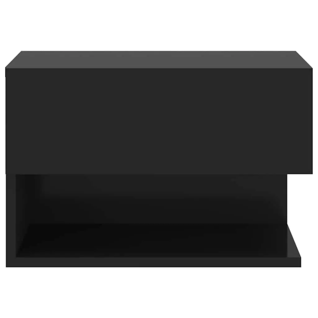 Wall-mounted Bedside Cabinets Black Floating Storage Unit 2 pcs Engineered Wood