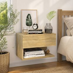 Floating Brown Nightstand for Bedroom Storage