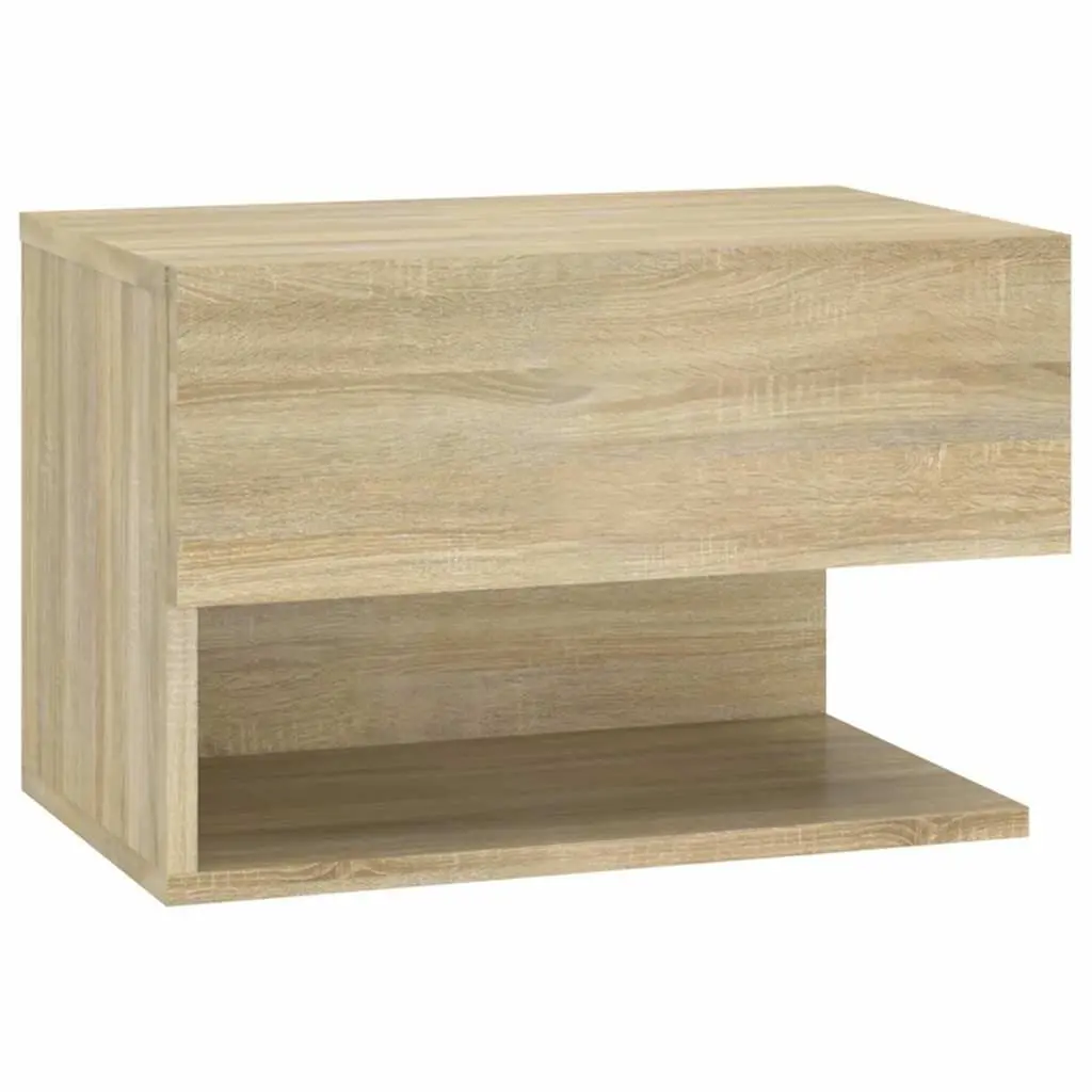 Wall-mounted Bedside Cabinet Brown Floating Shelf Engineered Wood