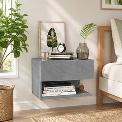 Floating Grey Bedside Cabinet for Enhanced Space Utility