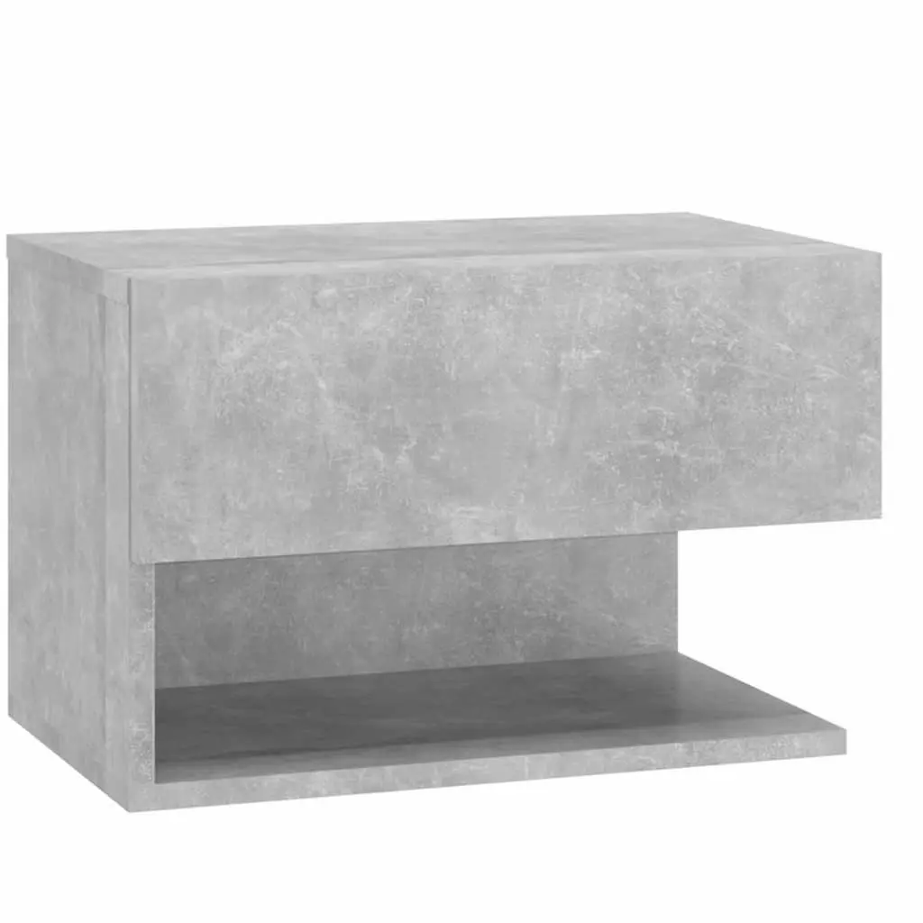 Wall-mounted Bedside Cabinet Grey Engineered Wood Floating Storage Unit
