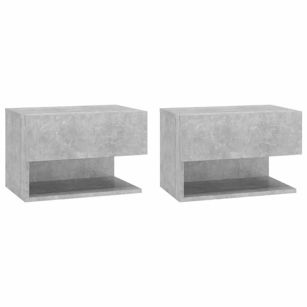 Wall-mounted Bedside Cabinets 2 pcs Grey Floating Storage Shelves Unit