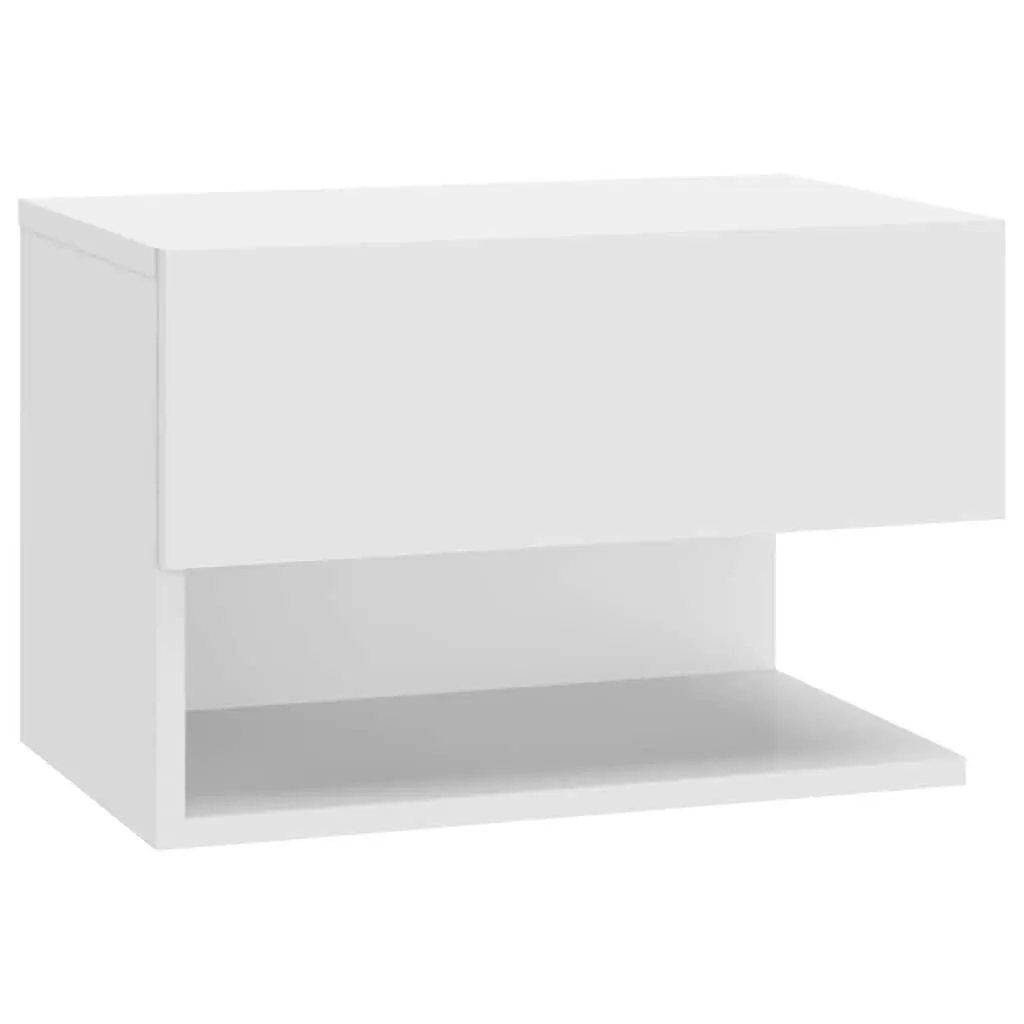 Wall-mounted Bedside Cabinets High Gloss White 2 Piece Engineered Wood