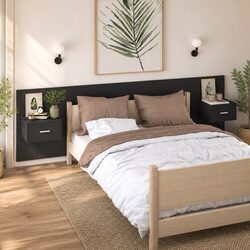 Charming Black Wall-mounted Bedside Cabinets - 2 pcs