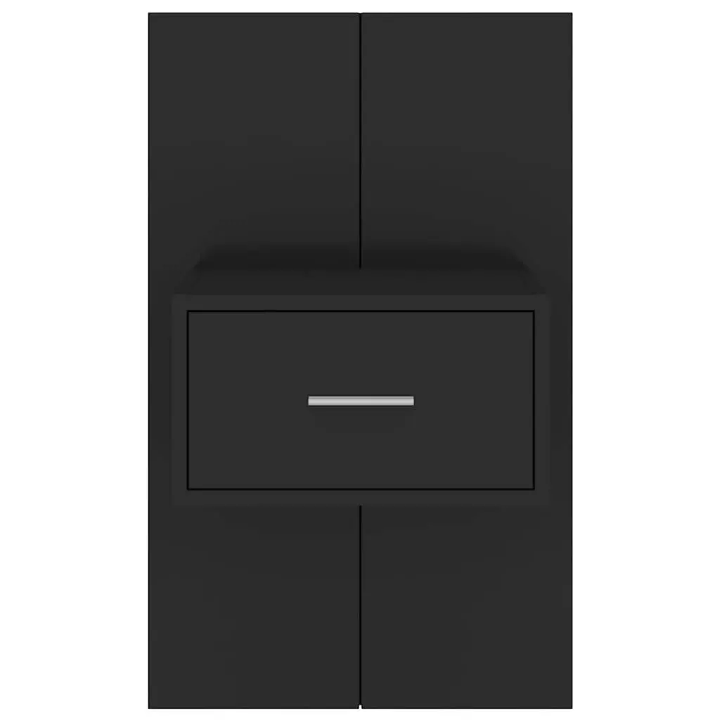 Wall-mounted Bedside Cabinets 2 pcs Black Floating Storage Drawer Bedroom