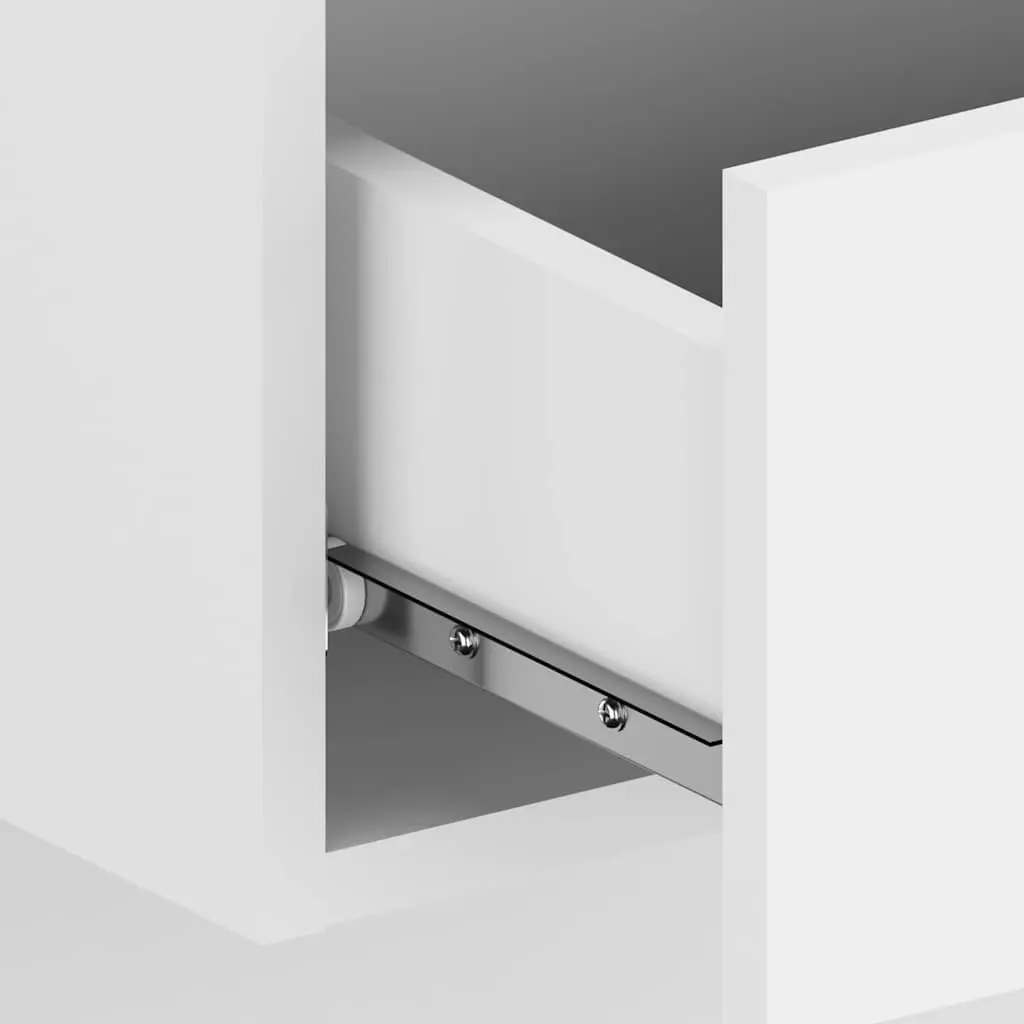 Wall-mounted Bedside Cabinet High Gloss White Engineered Wood Floating Storage Unit