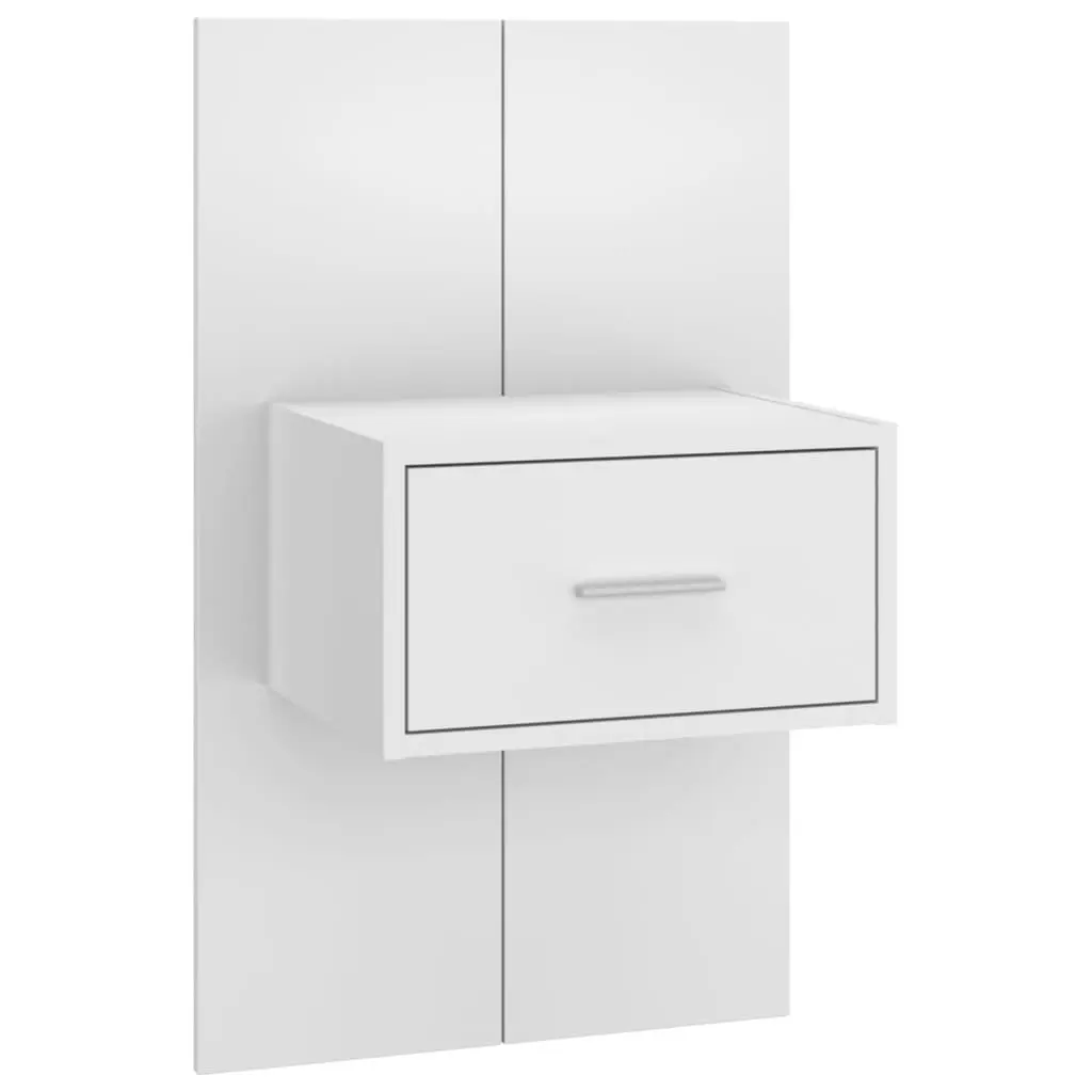 Wall-mounted Bedside Cabinets High Gloss White 2 pcs Engineered Wood Storage Drawers