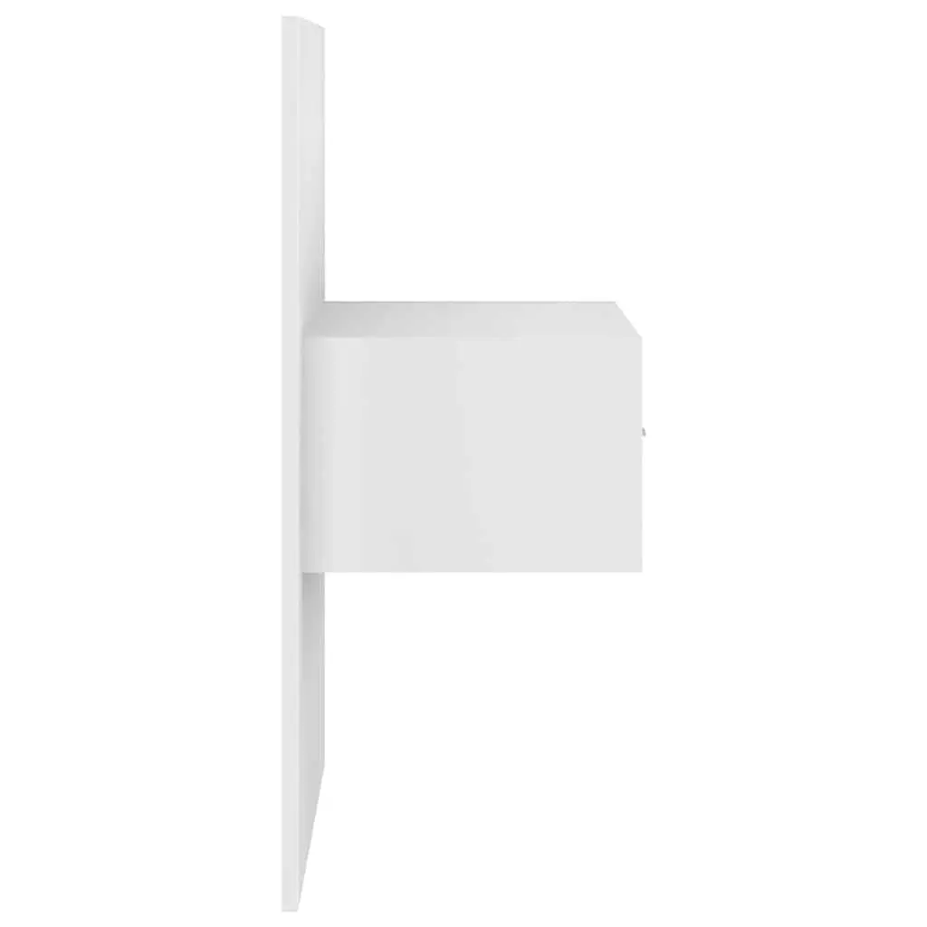 Wall-mounted Bedside Cabinets High Gloss White 2 pcs Engineered Wood Storage Drawers