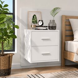 Floating White Bedside Cabinet with Storage Drawer