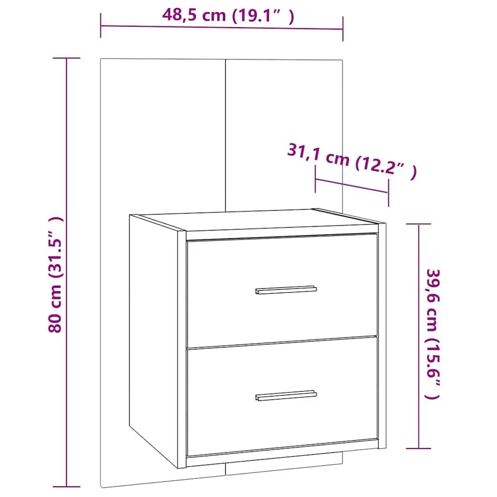 Wall-mounted Bedside Cabinet with Storage Drawer White Floating Bedroom