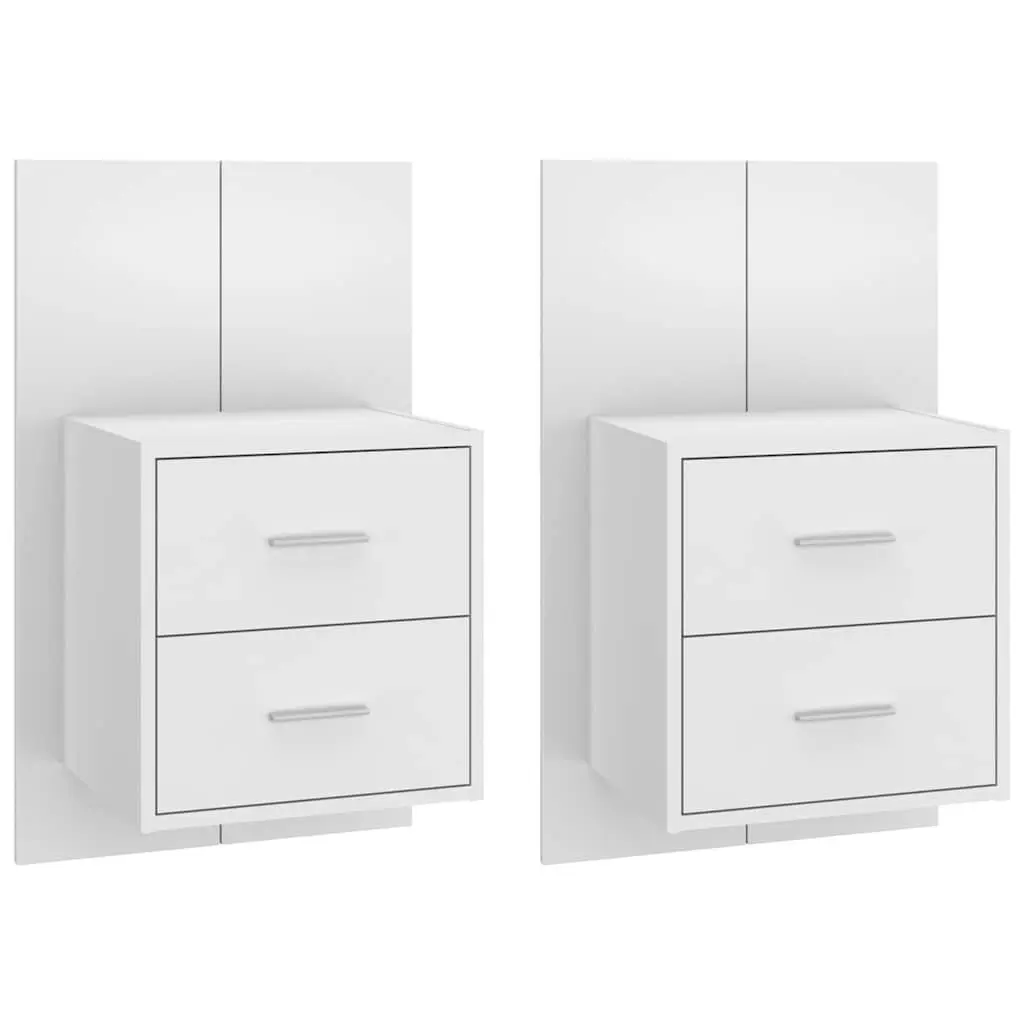 High Gloss White Wall-mounted Bedside Cabinets