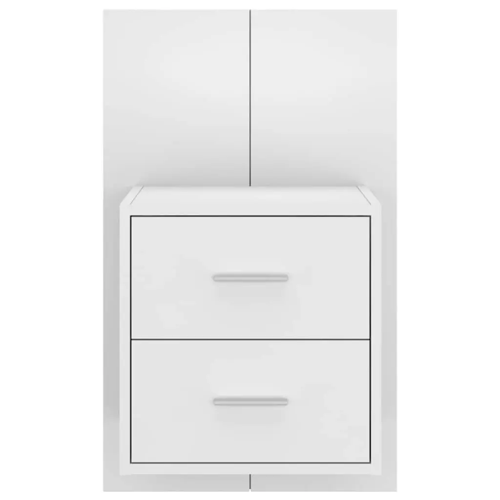 High Gloss White Wall-mounted Bedside Cabinets
