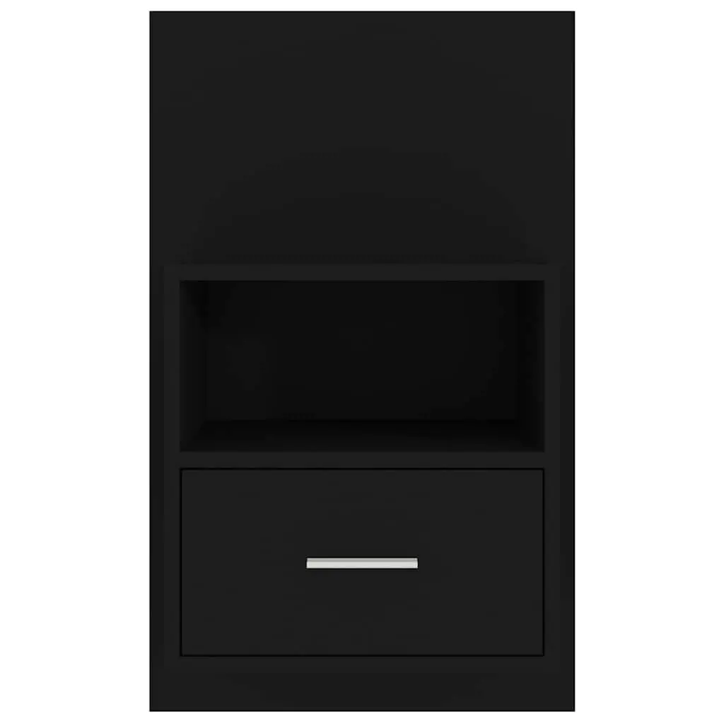 Wall-mounted Bedside Cabinet Black Floating Bedside Table Engineered Wood