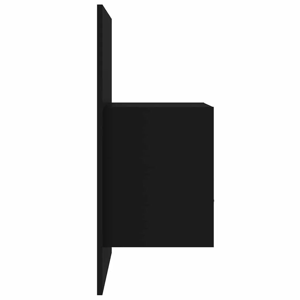 Wall-mounted Bedside Cabinet Black Floating Bedside Table Engineered Wood