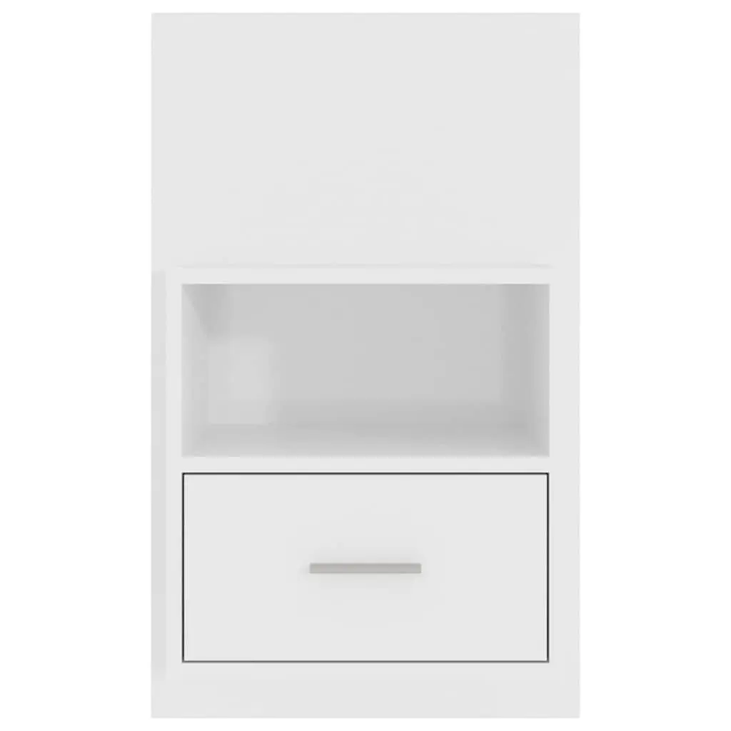 Wall-mounted Bedside Cabinet Storage Unit White High Gloss Engineered Wood