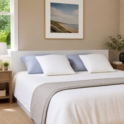 Elegant White Bed Headboard 200 cm Wall-Mounted