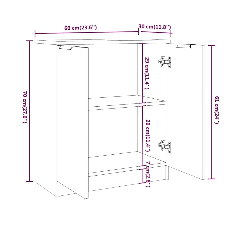 White Sideboard 60x30x70 cm Storage Cabinet