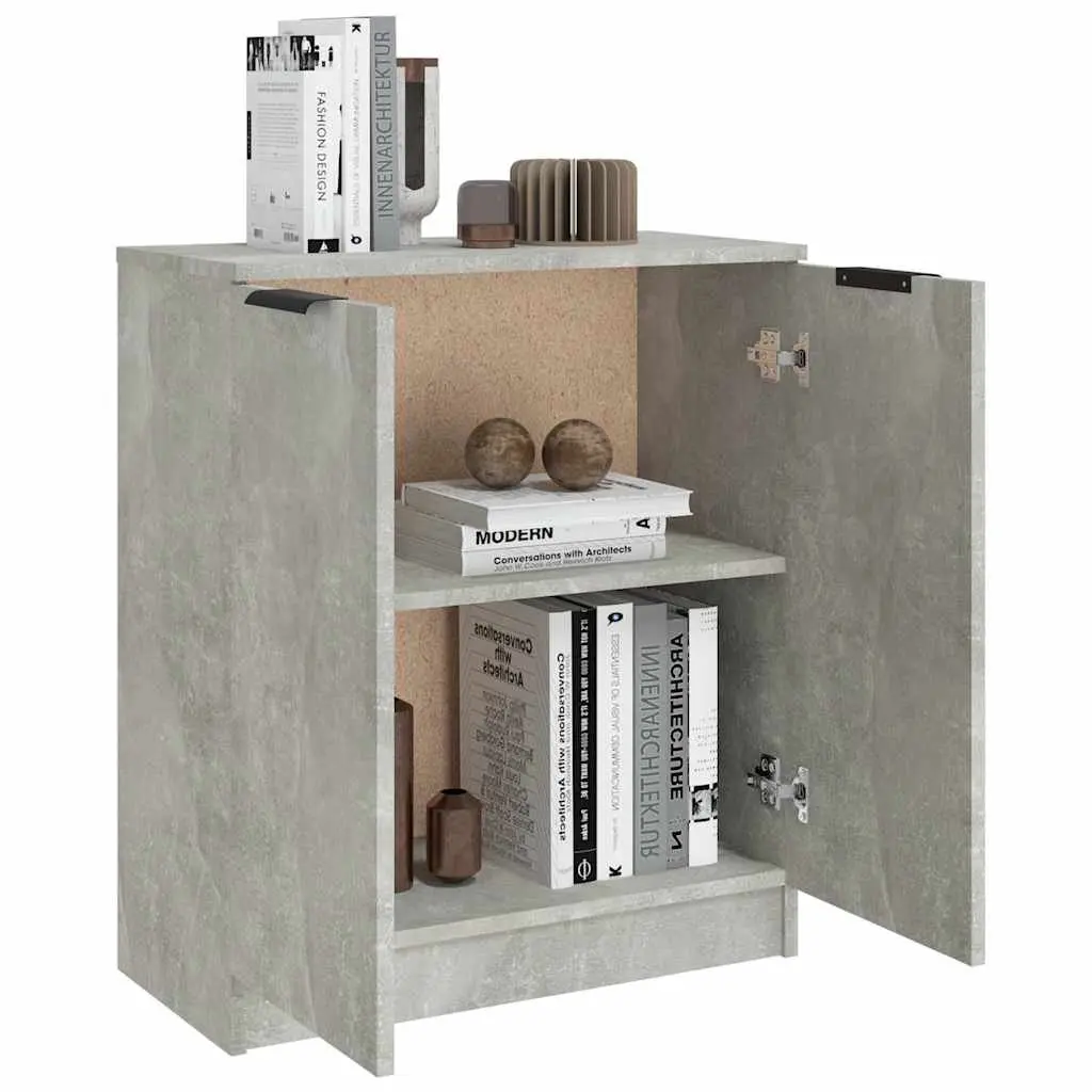 Grey Sideboard Storage Cabinet Engineered Wood Living Room Buffet Display Unit