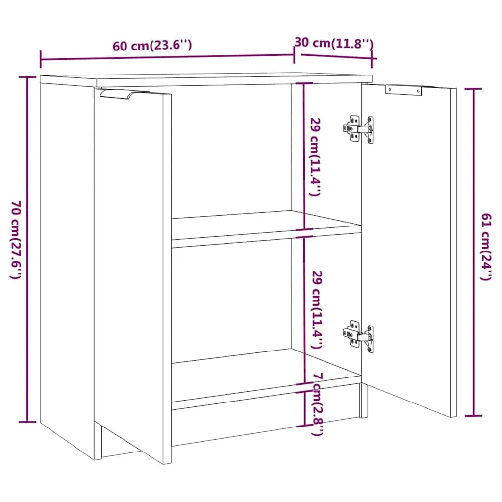 Grey Sideboard Storage Cabinet Engineered Wood Living Room Buffet Display Unit