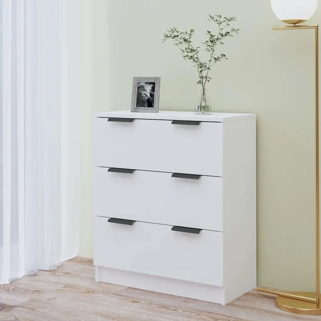 White Sideboard Cabinet 60x30x70 cm Storage Furniture 3 Drawers Living Room