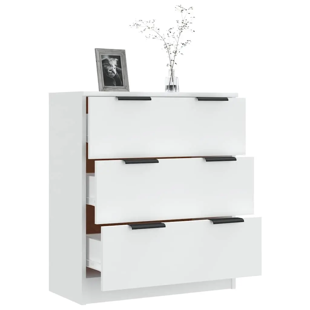 White Sideboard Cabinet 60x30x70 cm Storage Furniture 3 Drawers Living Room