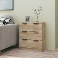 Sideboard Cabinet Brown Engineered Wood 3 Drawers Storage Furniture Lounge