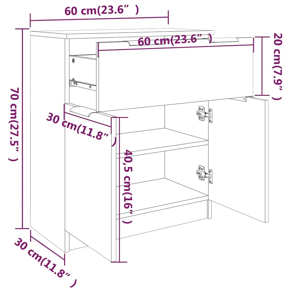 White Sideboard 60x30x70 cm Storage Cabinet