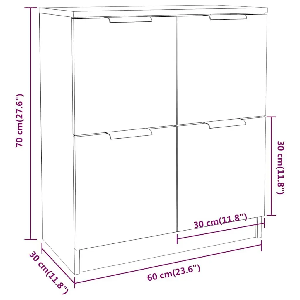 White 4-Door Sideboard Storage Cabinet 60x30x70 cm