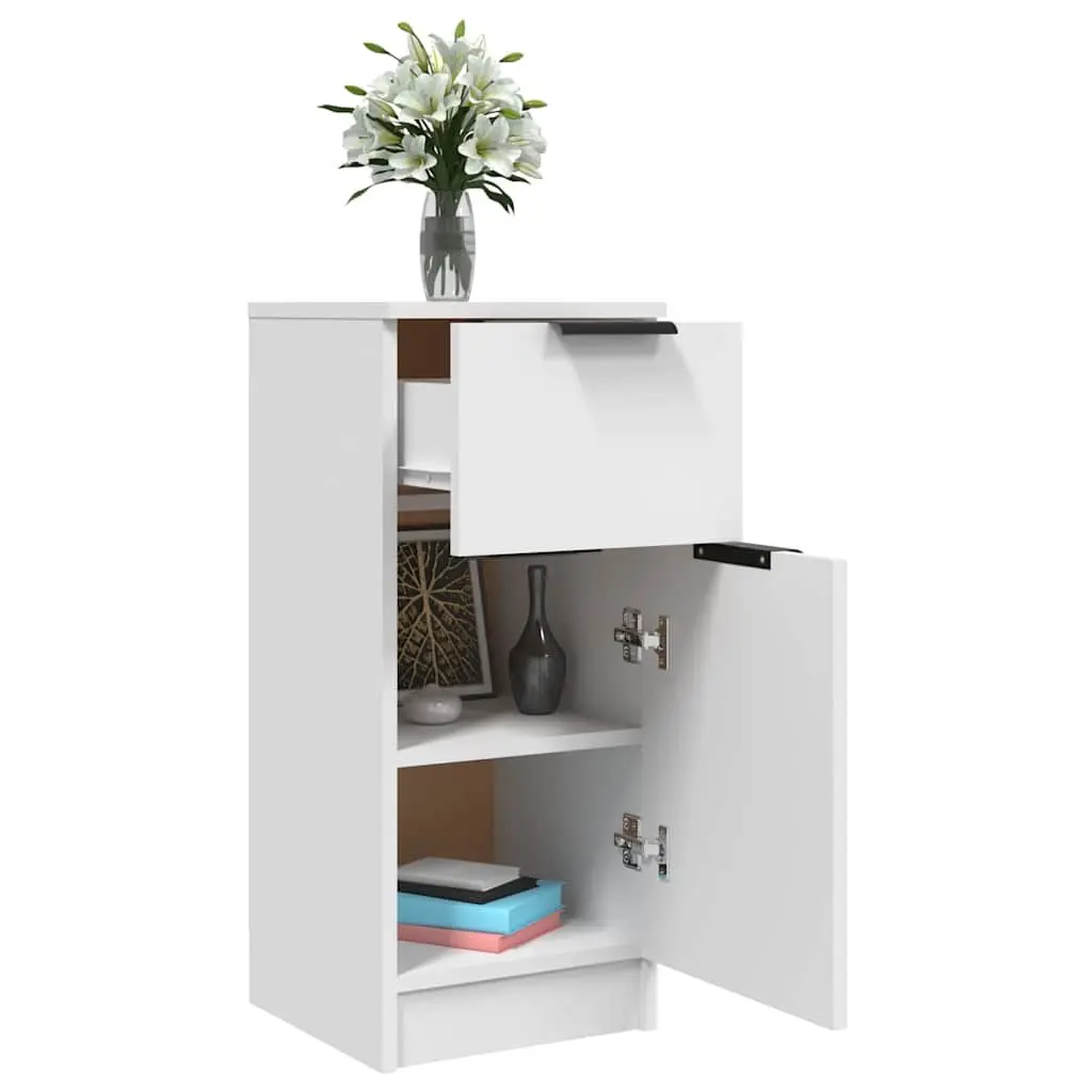 White Sideboard Cabinet 30x30x70cm Storage Unit 2 Compartments Drawer
