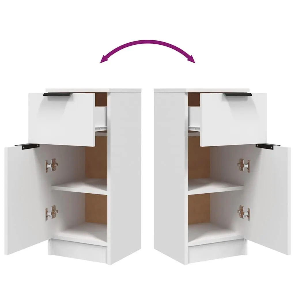 White Sideboard Cabinet 30x30x70cm Storage Unit 2 Compartments Drawer