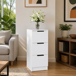 Elegant White Sideboard with 3 Drawers 30x30x70 cm