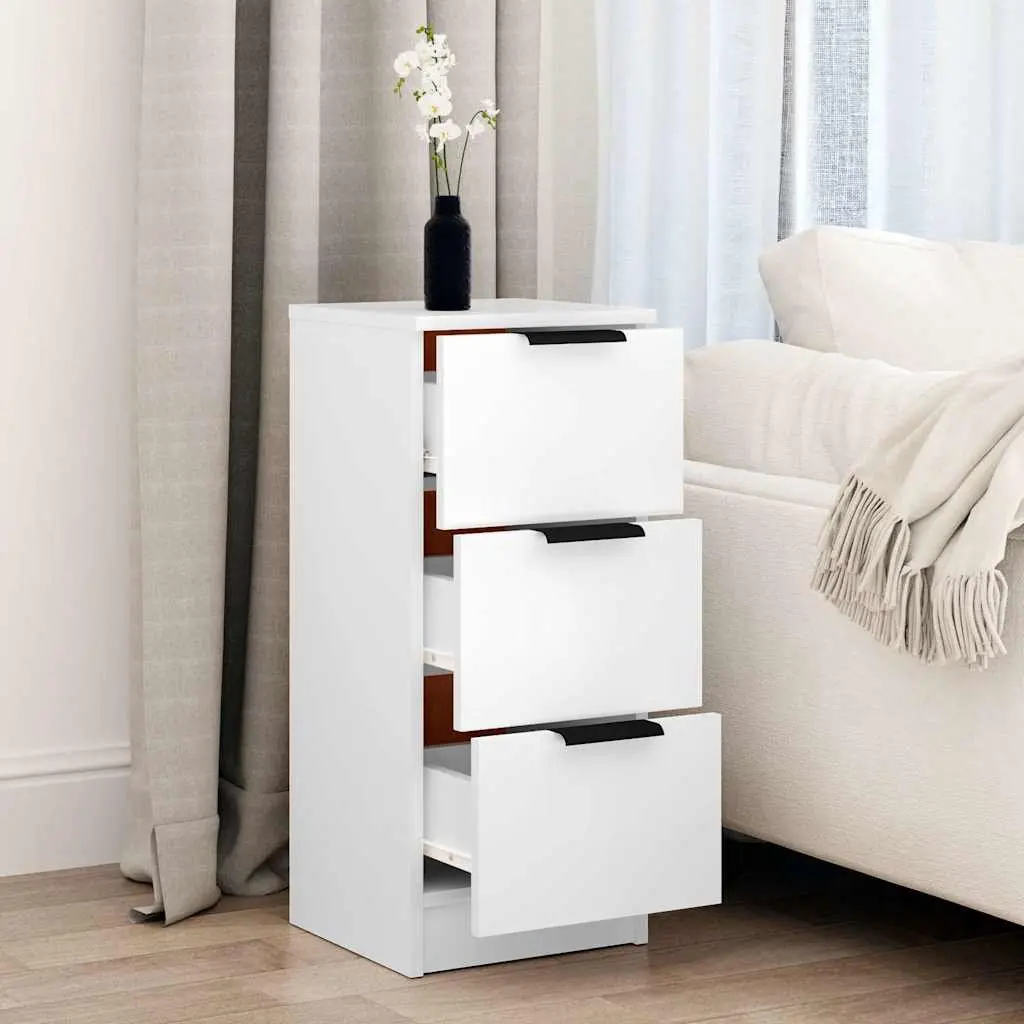White Sideboard with 3 Drawers 30x30x70 cm
