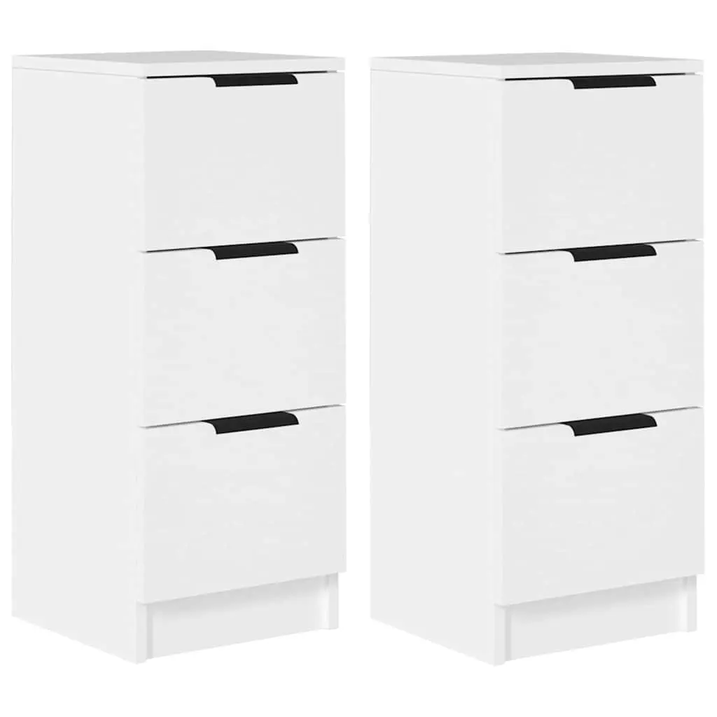 White Sideboard Cabinet 30x30x70cm Storage Drawers Living Room Bedroom Furniture