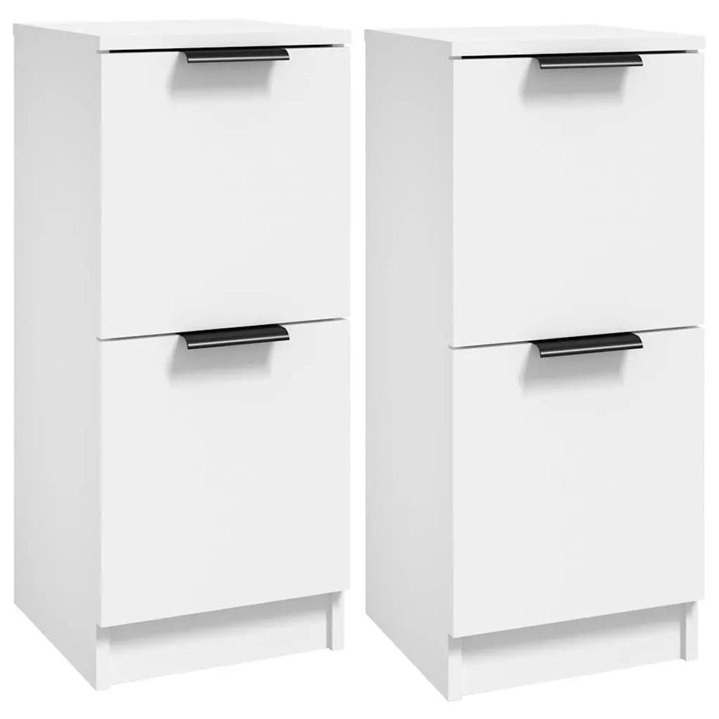 Sideboard Cabinet 2 pcs White 30x30x70 cm Storage Furniture Living Room Bedroom