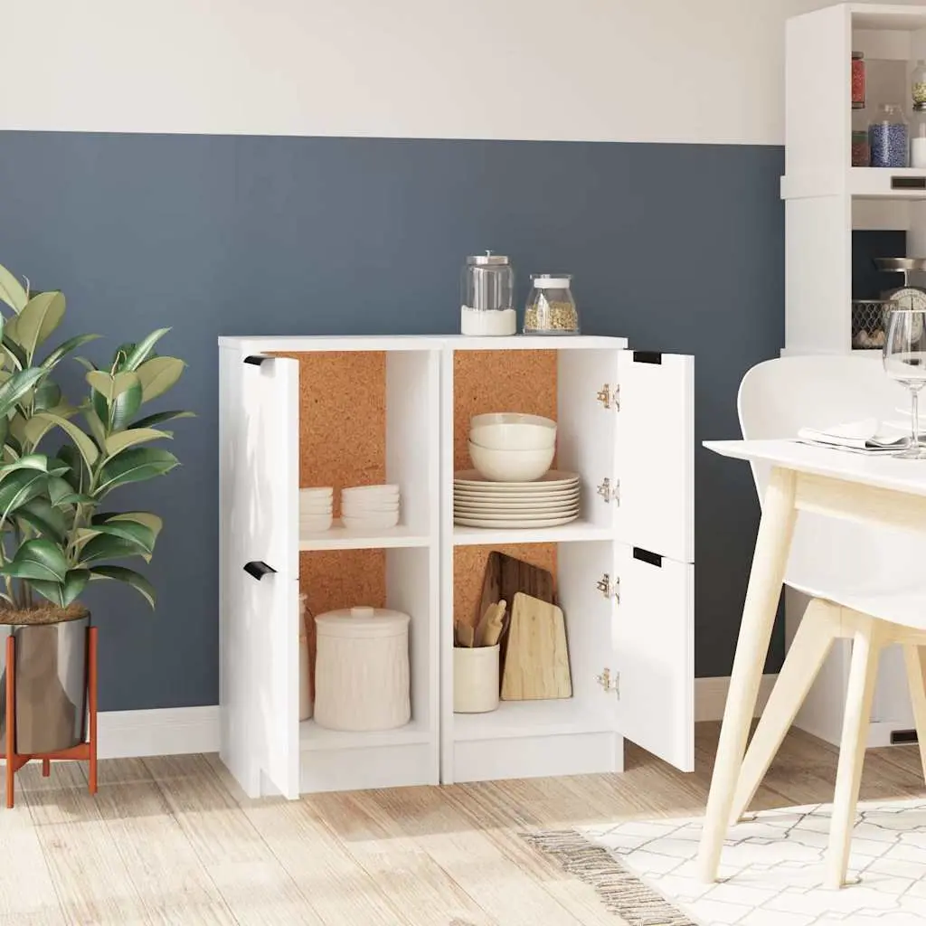 Sideboard Cabinet 2 pcs White 30x30x70 cm Storage Furniture Living Room Bedroom