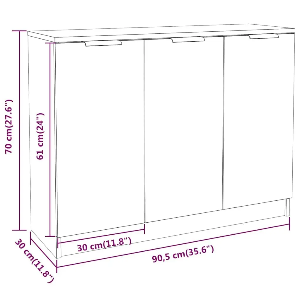 White Sideboard 90.5x30x70 cm Storage Cabinet