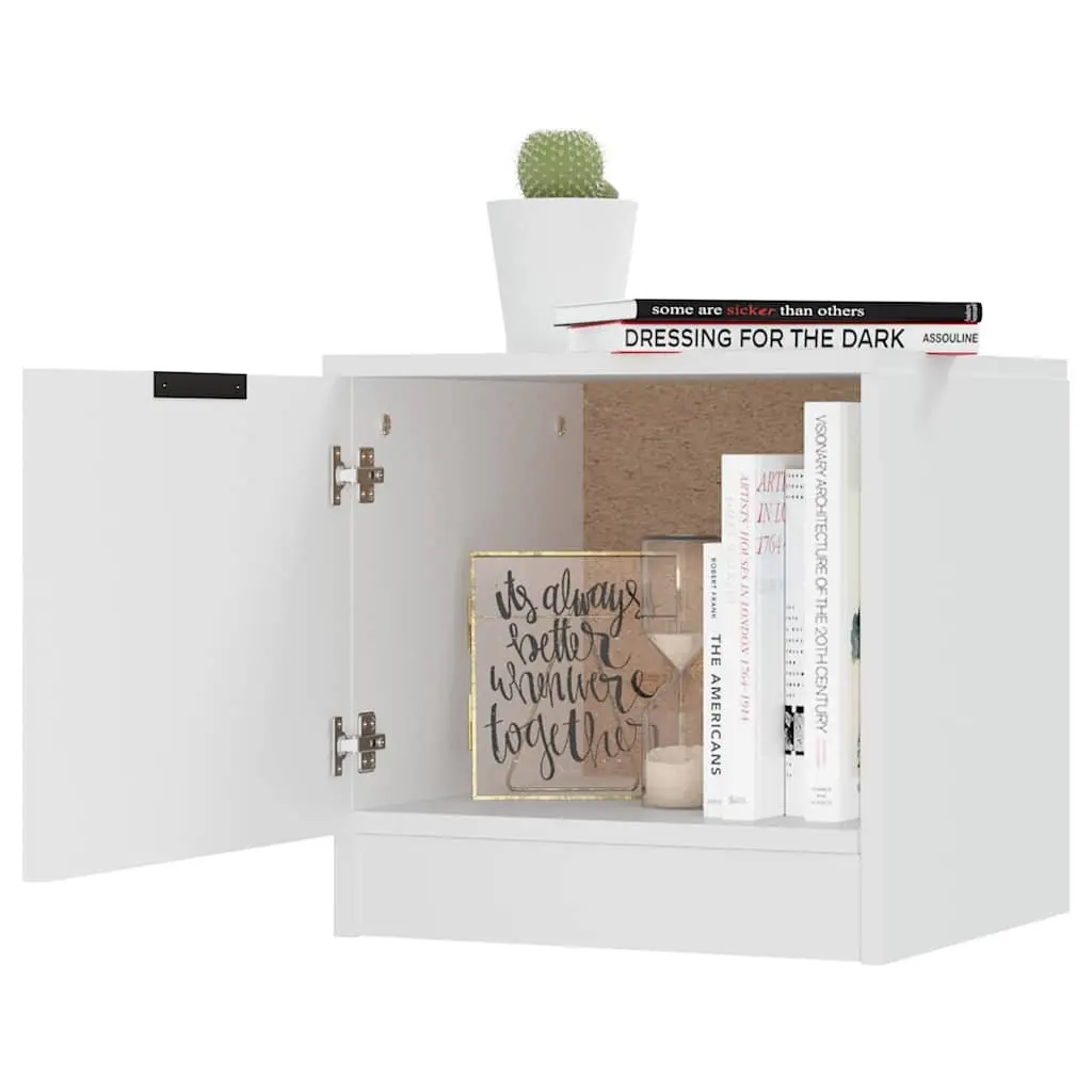 Bedside Cabinet White 40x39x40cm Engineered Wood Nightstand Storage Organiser Bedroom Furniture 2 Piece