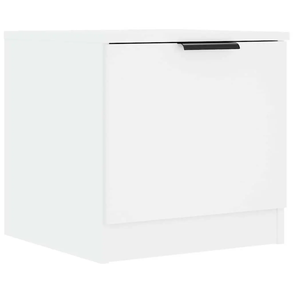 Bedside Cabinet White 40x39x40cm Engineered Wood Nightstand Storage Organiser Bedroom Furniture 2 Piece