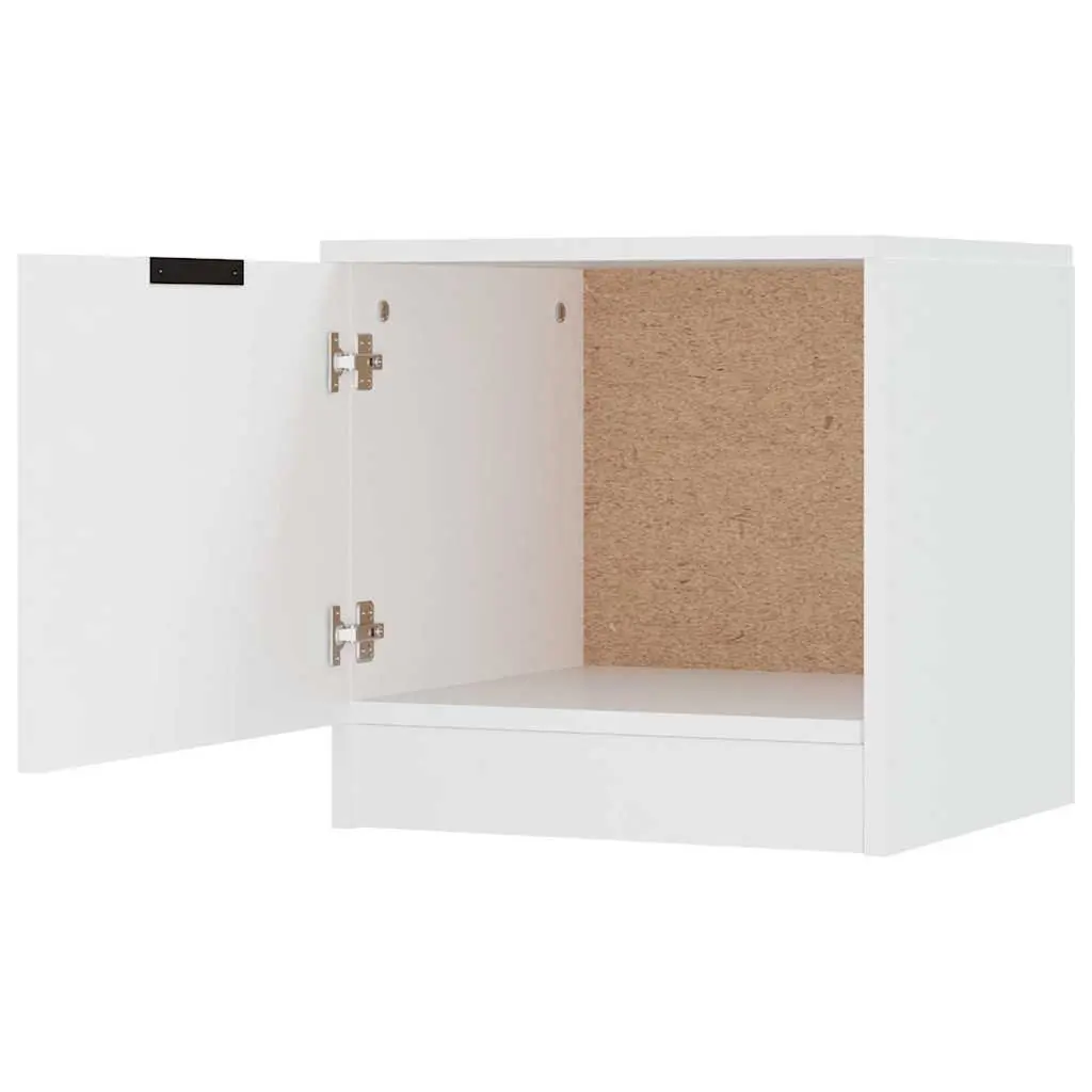 Bedside Cabinet White 40x39x40cm Engineered Wood Nightstand Storage Organiser Bedroom Furniture 2 Piece