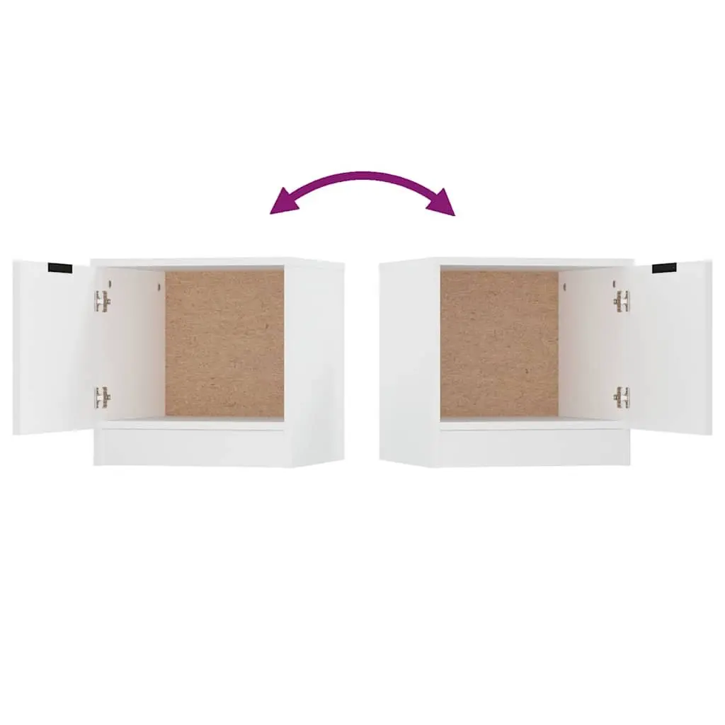 Bedside Cabinet White 40x39x40cm Engineered Wood Nightstand Storage Organiser Bedroom Furniture 2 Piece