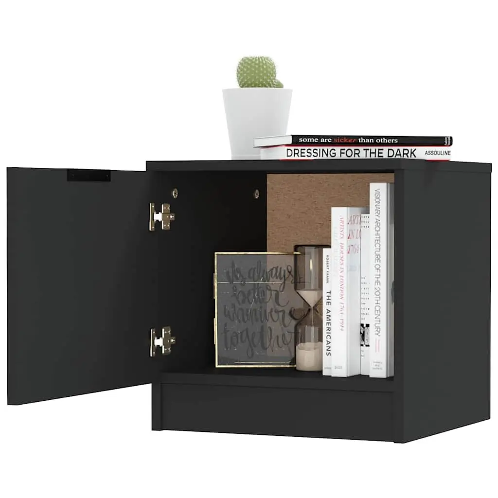 Bedside Cabinets Black 40x39x40 cm Engineered Wood Nightstand Storage End Table 2 Piece