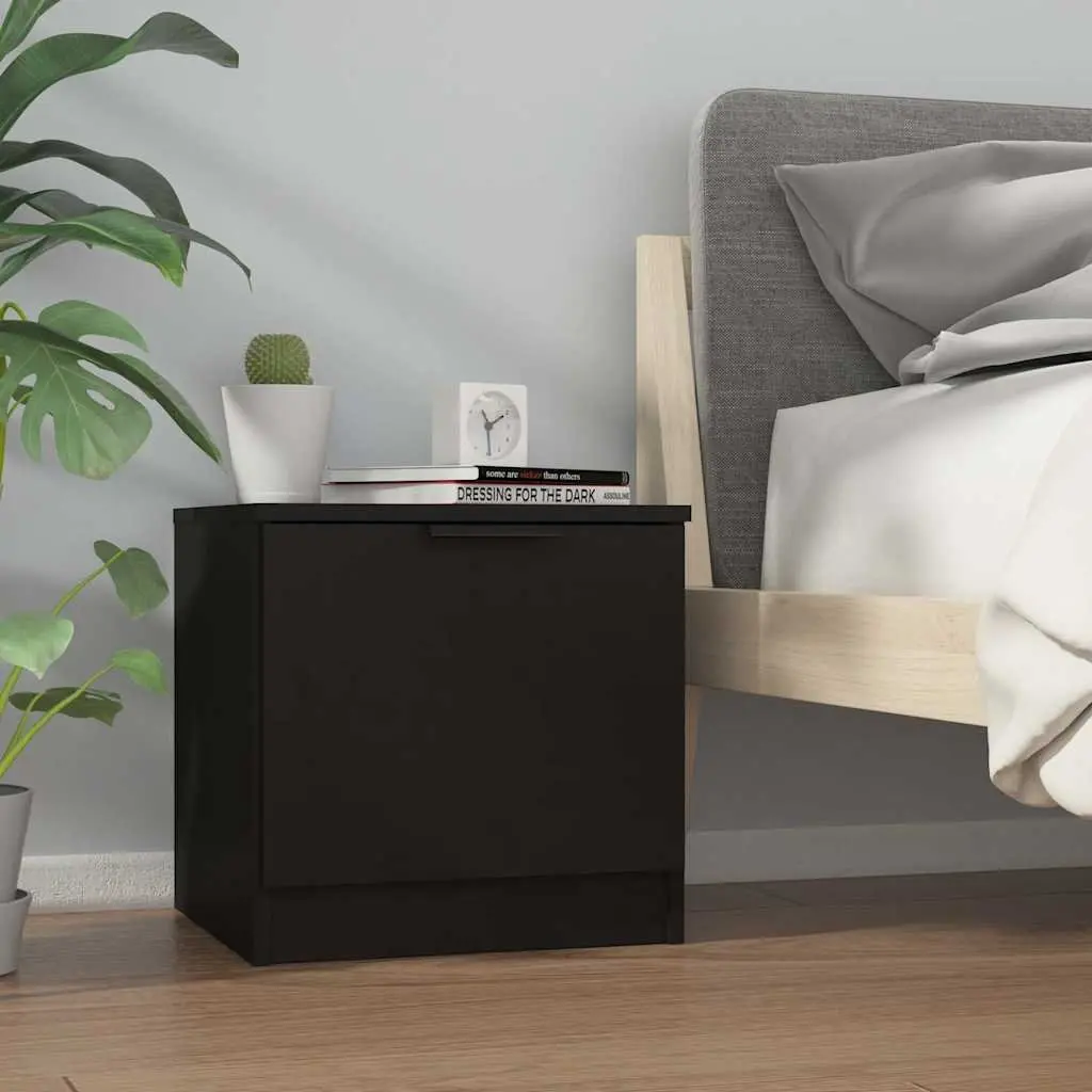 Bedside Cabinets Black 40x39x40 cm Engineered Wood Nightstand Storage End Table 2 Piece
