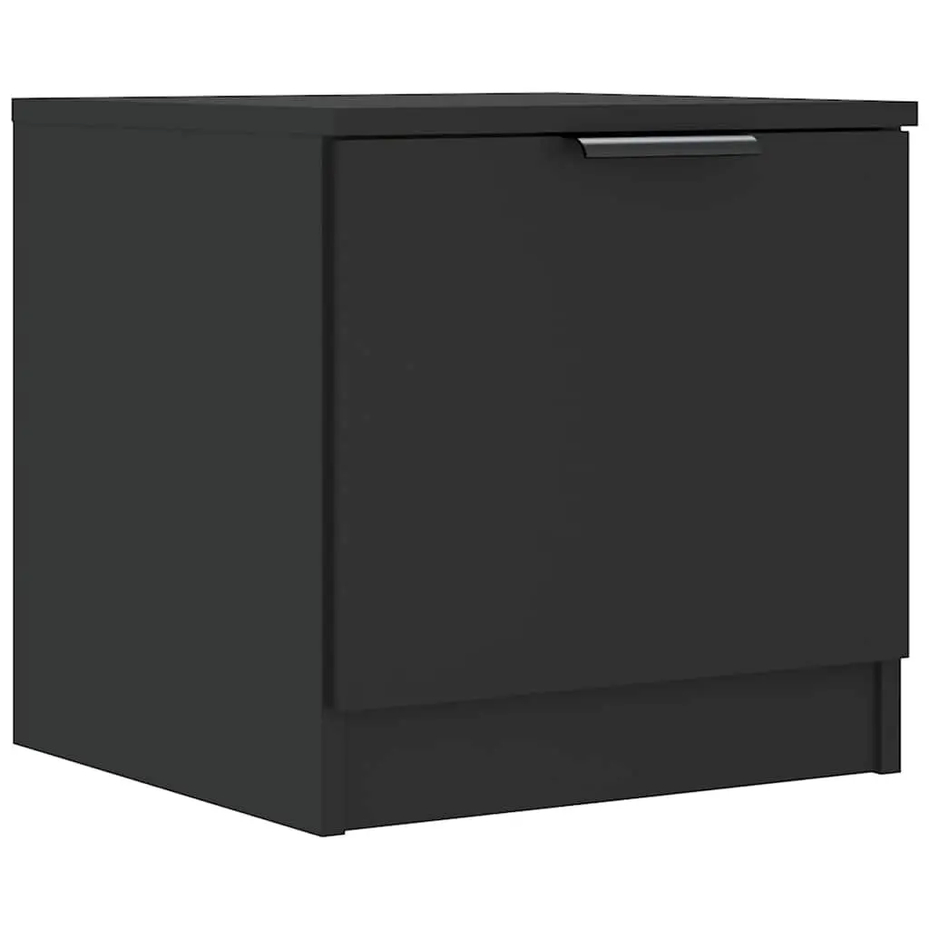 Bedside Cabinets Black 40x39x40 cm Engineered Wood Nightstand Storage End Table 2 Piece