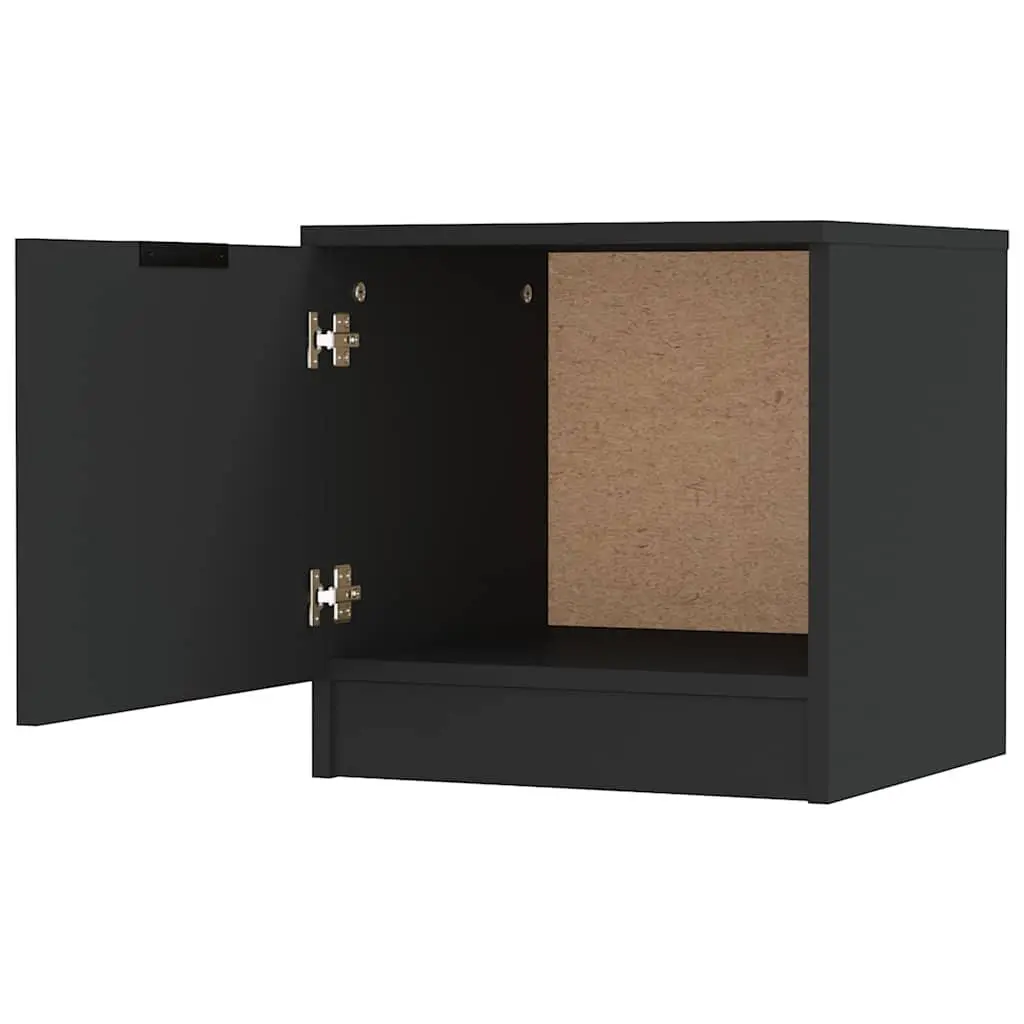 Bedside Cabinets Black 40x39x40 cm Engineered Wood Nightstand Storage End Table 2 Piece
